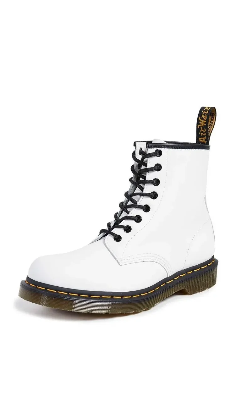 DR. MARTENS 1460 SMOOTH LEATHER 8 EYE BOOT, WHITE, 15 WOMEN/14 MEN4